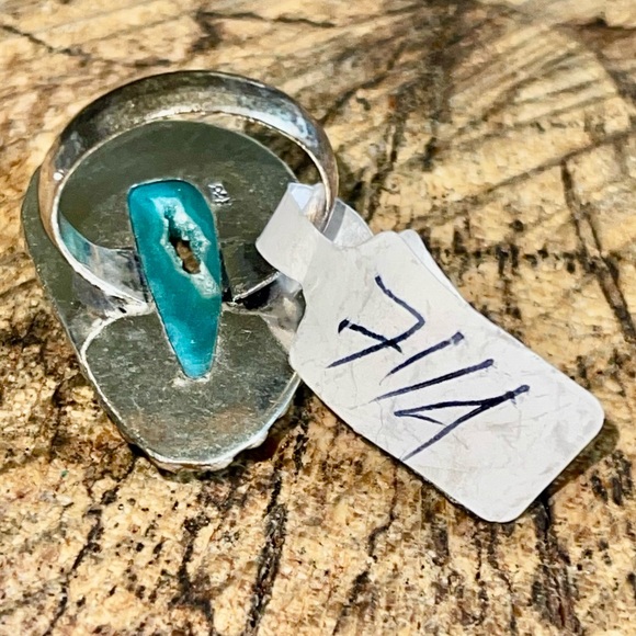 Blue Green Solar Agate Drusy Ring Size 7 1/4 - Picture 5 of 6